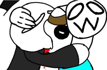 Los dos personajes abrazados con sangre en la boca. Igual que N017.
