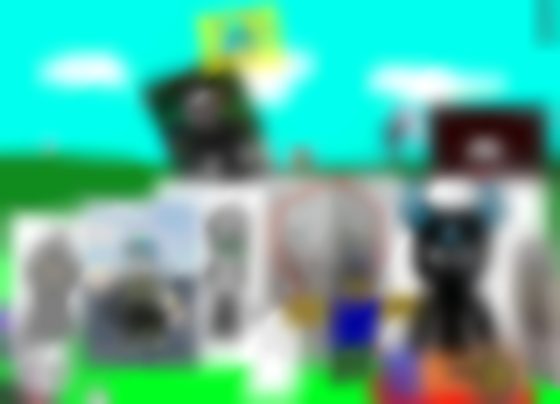 Captura muy pixelada de una escena de Roblox con varios personajes.