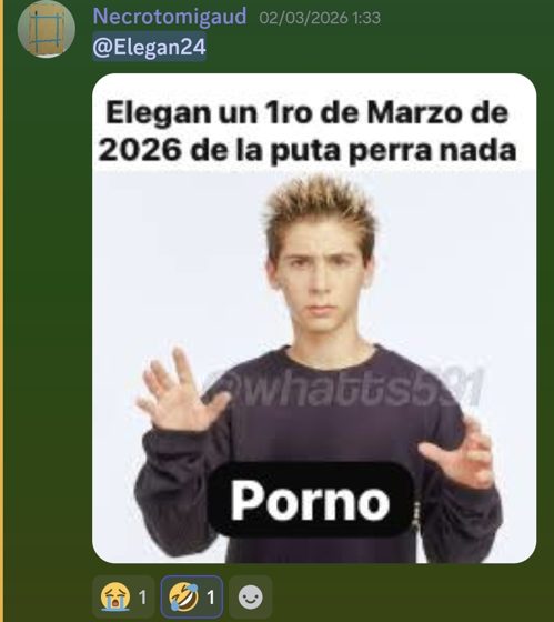 Meme de Necrotomigaud dirigido a Elegan24, fechado el 2 de marzo de 2026.