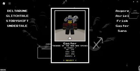 El menú del juego meta Undertale Test Place Reborn, donde se jugó todo el rol.