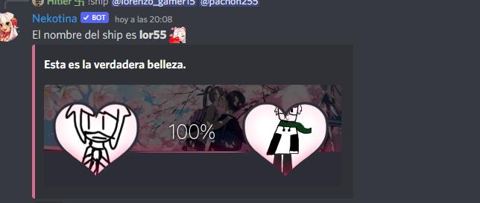 «El nombre del ship es lor55» #fuera-de-rol Un mensaje breve y una imagen doble: dos coraz