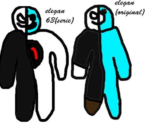 Elegan original y Elegan 63 Elegan El original es mitad negro, mitad cian. El de la serie,